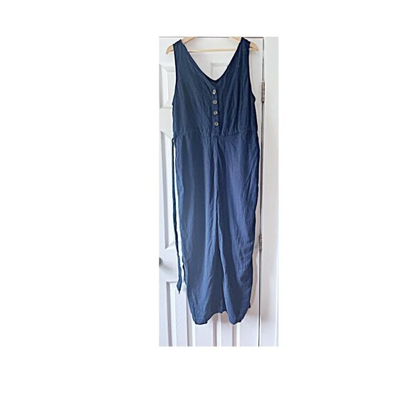 Linen Rayon Jumpsuit Tried and Tru Cove Blue Color NWOT Size Large (12/14) - Picture 4 of 9